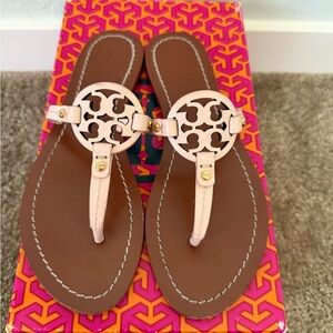 Tory Burch Pink and Brown Sandals Iconic Design